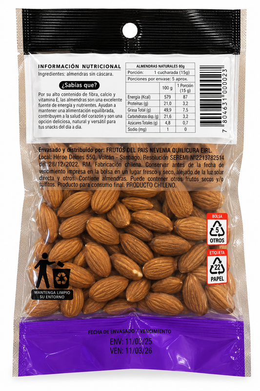 ALMENDRAS NATURALES NEVEN 80 GR.