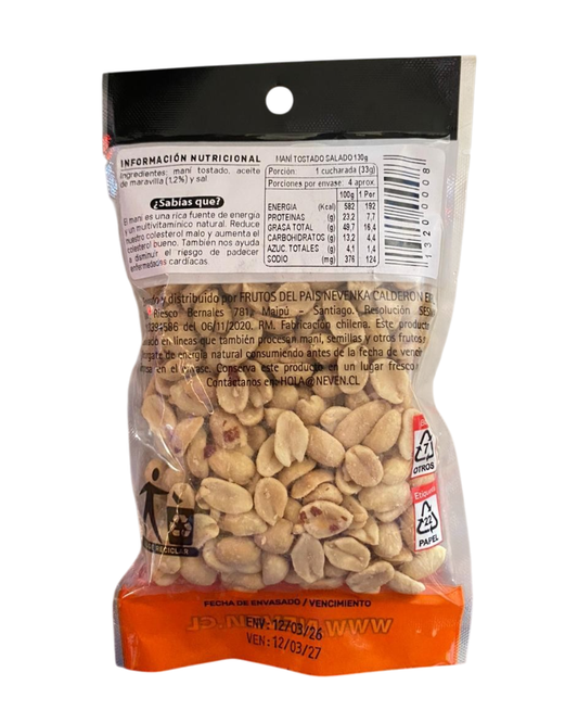 MANI TOSTADO SALADO NEVEN 130 GR.