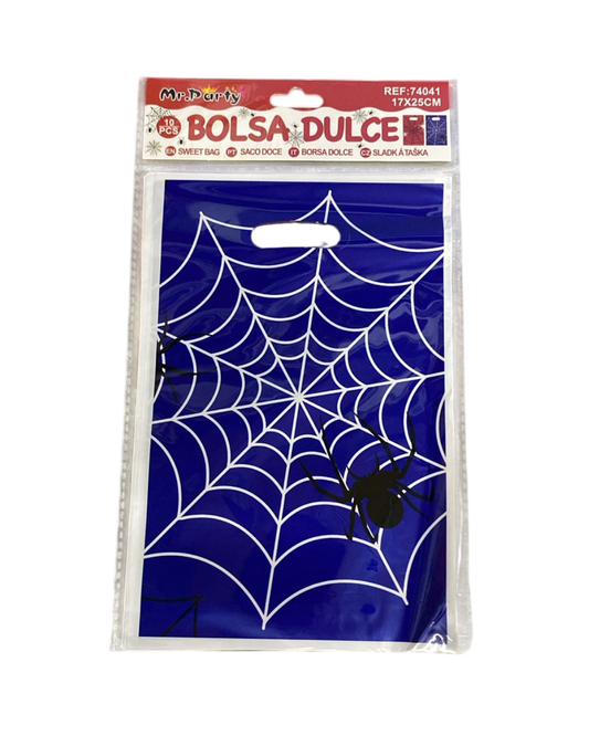 BOLSA DE DULCE TELA DE ARAÑA BICOLOR X 10UN.
