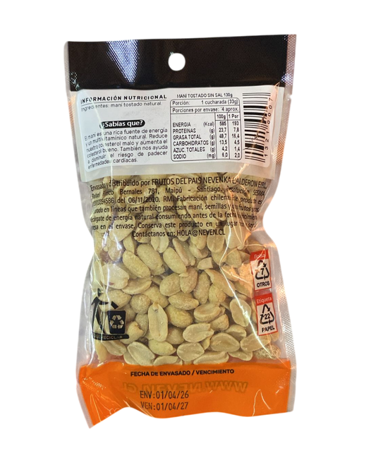 MANI TOSTADO SIN SAL NEVEN 130 GR.