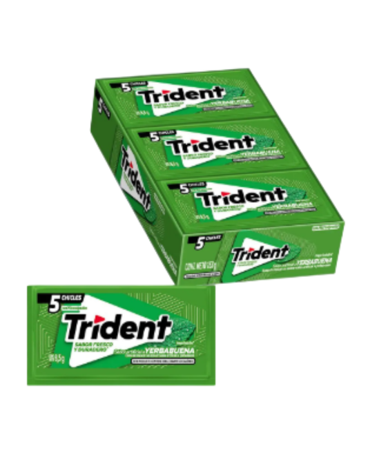 TRIDENT CHICLE X 18 UN. SABORES.