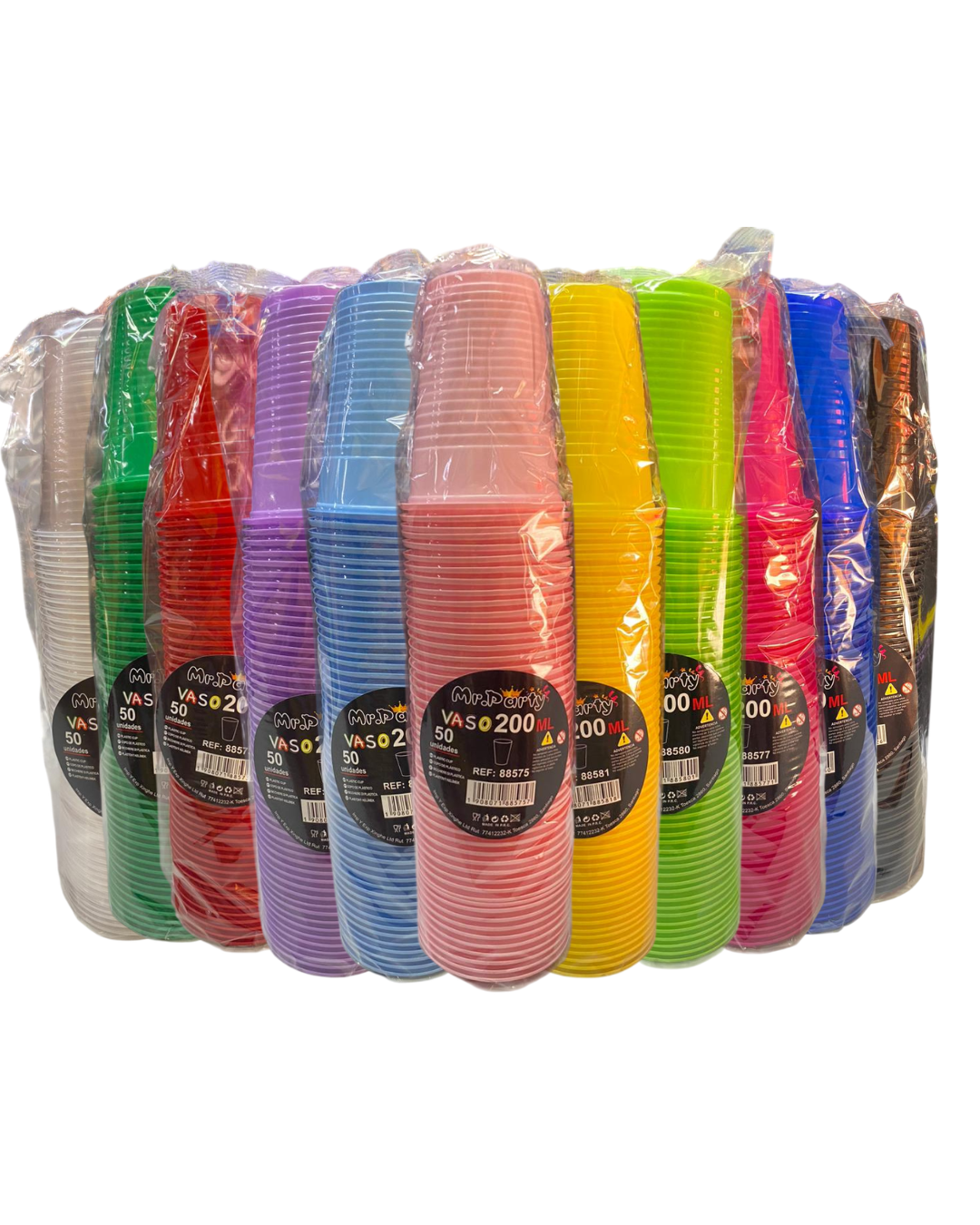 VASOS PLASTICOS X 50UN. COLORES.