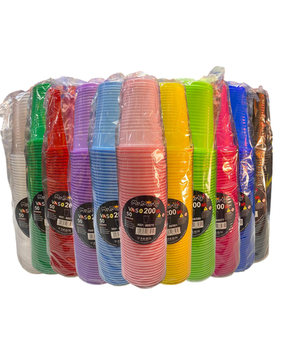 VASOS PLASTICOS X 50UN. COLORES.