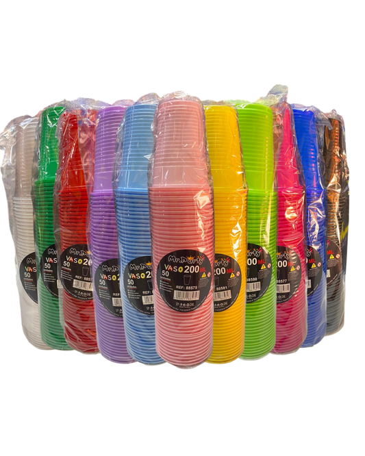 VASOS PLASTICOS X 50UN. COLORES.