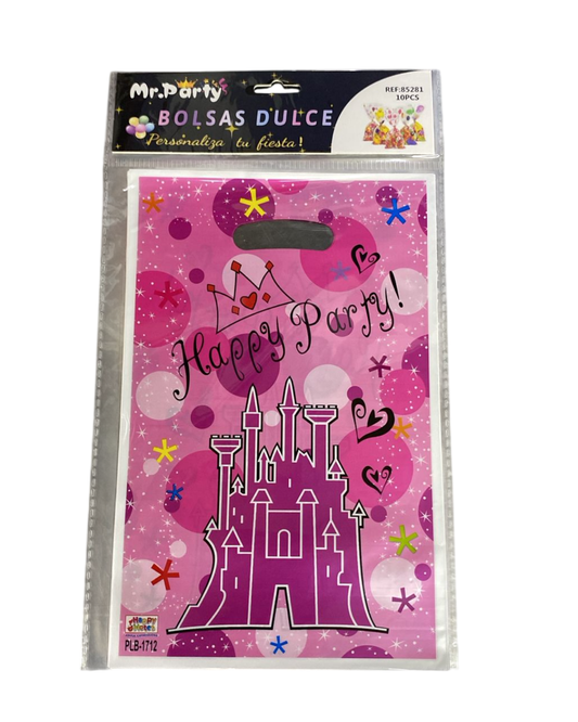 BOLSA DE DULCE ROSADA "HAPPY PARTY" X 10UN.