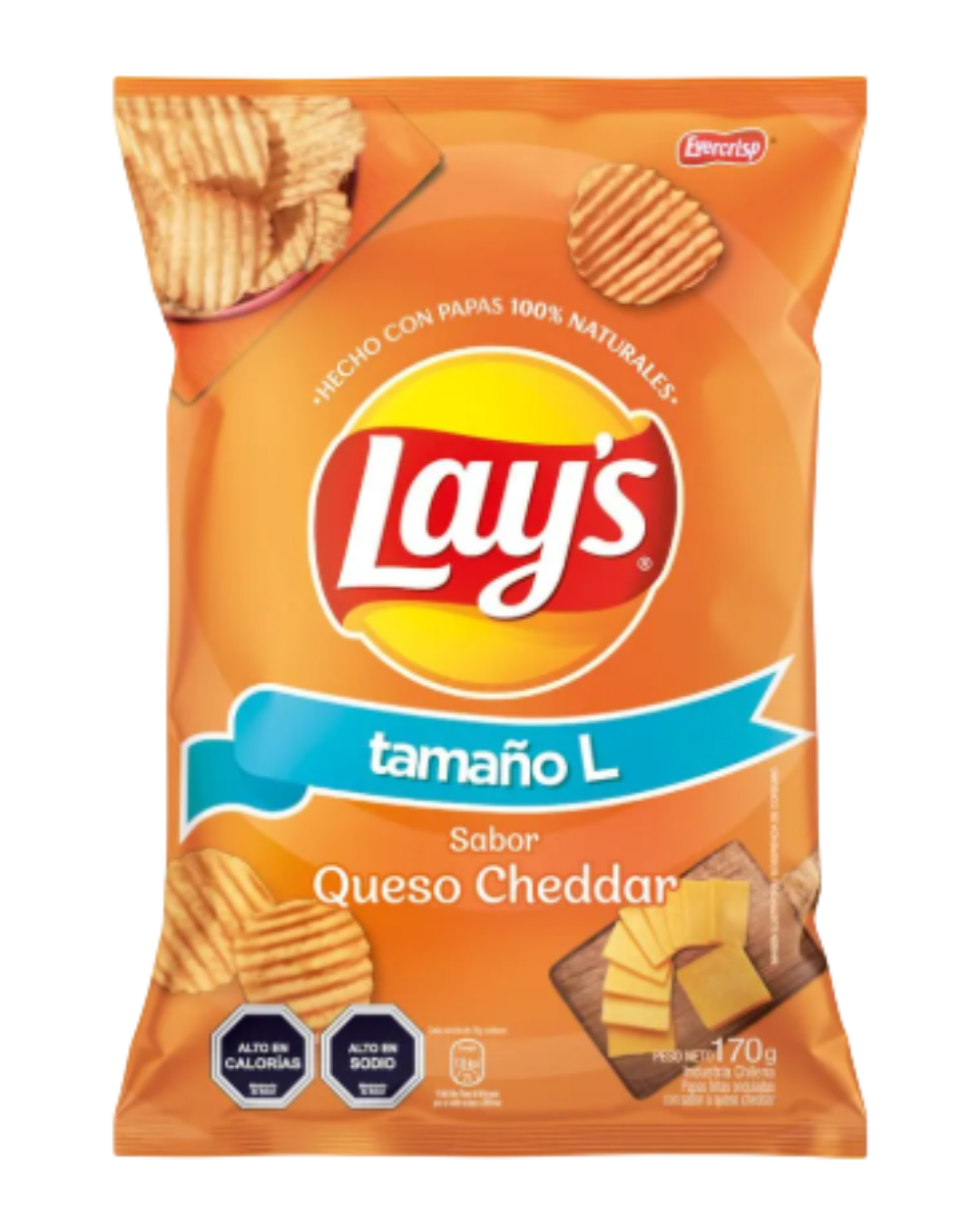 PAPA LAYS QUESO CHEDAR TAMAÑO L 170GR.