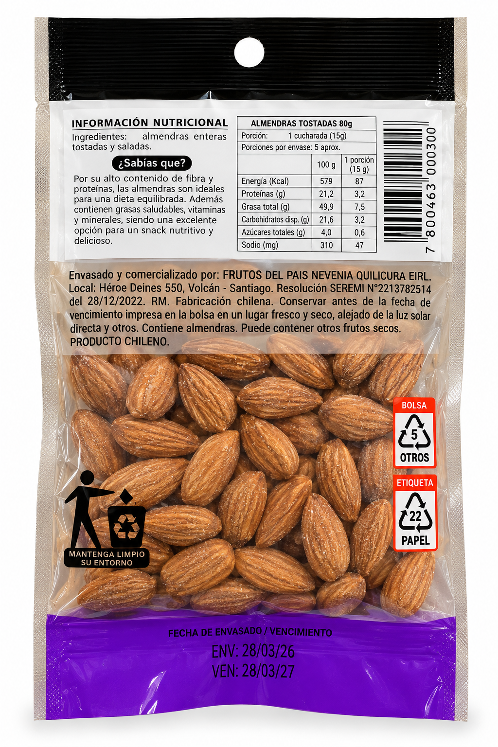 ALMENDRAS TOSTADAS Y SALADAS NEVEN 80 GR.
